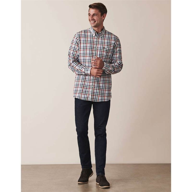 Crew Clothing Mens Long Sleeve Classic Fit Check Flannel Shirt-2
